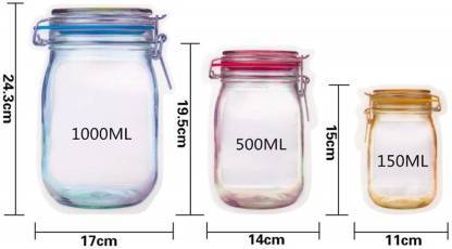 3PC SET TRANSPARENT JAR SHAPED STAND - UP POUCH WITH ZIPPER (C9-1/5-X186)