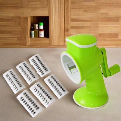 6 in 1 Multi functional Vegetable Cutter & Slicer Hand Machine Cutting, Slice, Cut Thick, Cut Silk All in one –Vegetable Chopper Cutter & Slicing Cutter Barrel - Vegetable Grater with 6 Removable Blades (X1003)