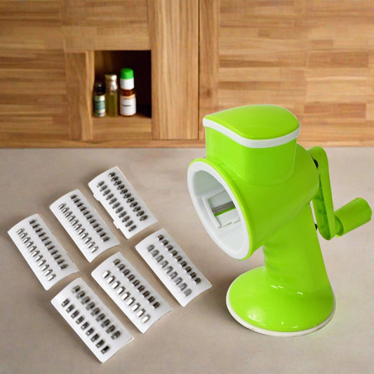 6 in 1 Multi functional Vegetable Cutter & Slicer Hand Machine Cutting, Slice, Cut Thick, Cut Silk All in one –Vegetable Chopper Cutter & Slicing Cutter Barrel - Vegetable Grater with 6 Removable Blades (X1003)