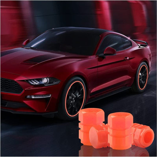 Tyre Valve Caps Luminous Glow Car Tire Air Stem Valve Cap Covers vaal cap ( 4 Pcs Mix Colour) (X1029)