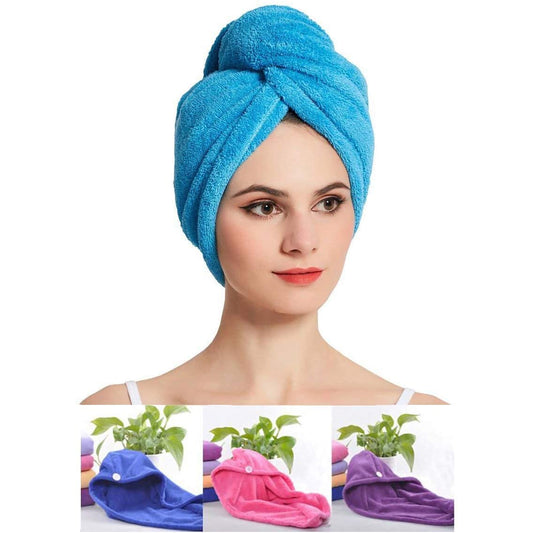 Microfiber Hair Wrap Towel Cap Quick Turban Hair-drying Absorbent Microfiber Towel  Dry Shower Caps (1 Pc) (X835)