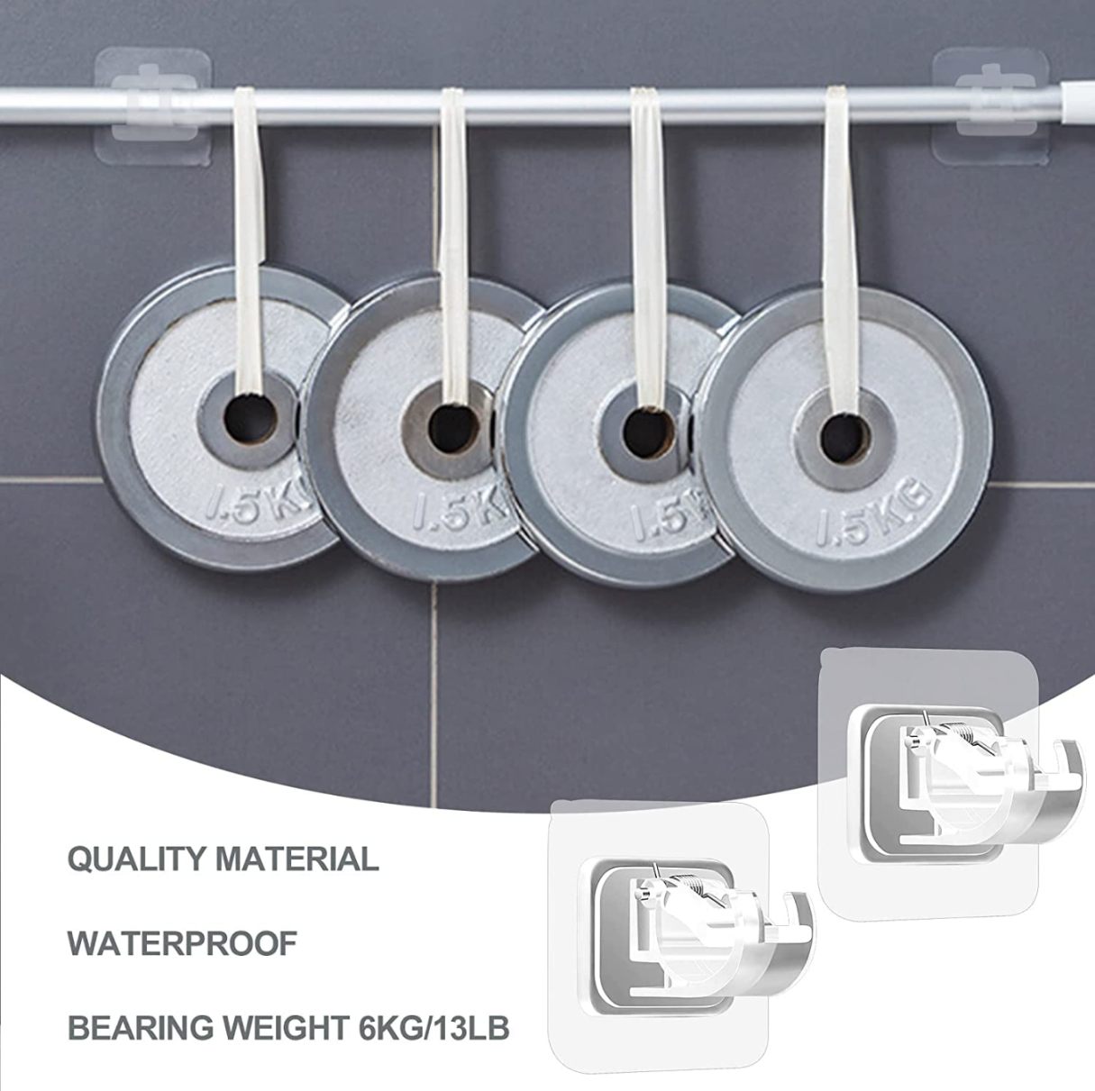 ROD HOLDER, CERTAIN PIPE HOLDER MULTIPURPOSE WALL STICKER (2PC) (YS+X122)