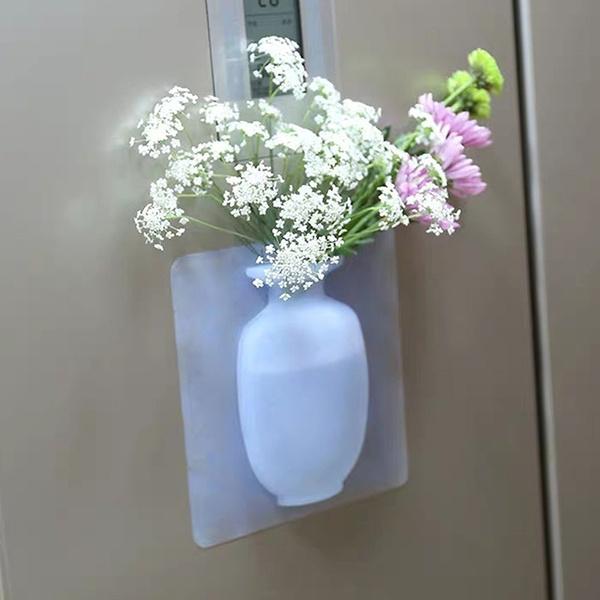Wall Hanging Silicone Flower Pot Sticker Plant Rack for Decoration  (MultiColour) (X330)