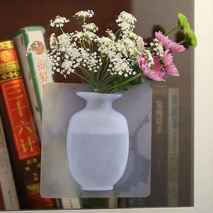 Wall Hanging Silicone Flower Pot Sticker Plant Rack for Decoration  (MultiColour) (X330)