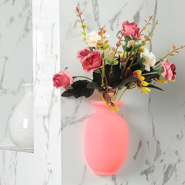 Wall Hanging Silicone Flower Pot Sticker Plant Rack for Decoration  (MultiColour) (X330)