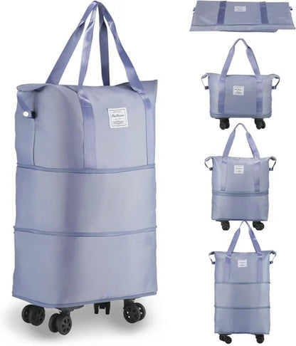 X3019 | Double Fold Trolley Travel Bag | Random Col. | 1pc |