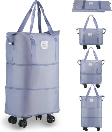 X3019 | Double Fold Trolley Travel Bag | Random Col. | 1pc |