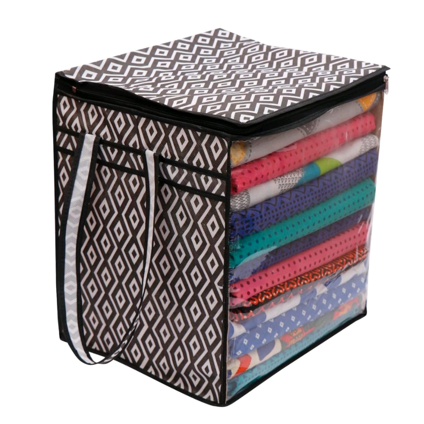 XL SAREE / CLOTH COVER WITH FULL FRONT WINDOW (40*38*33CMS) (RANDOM COL. & DESIGN) (1PC) (YS+X134)