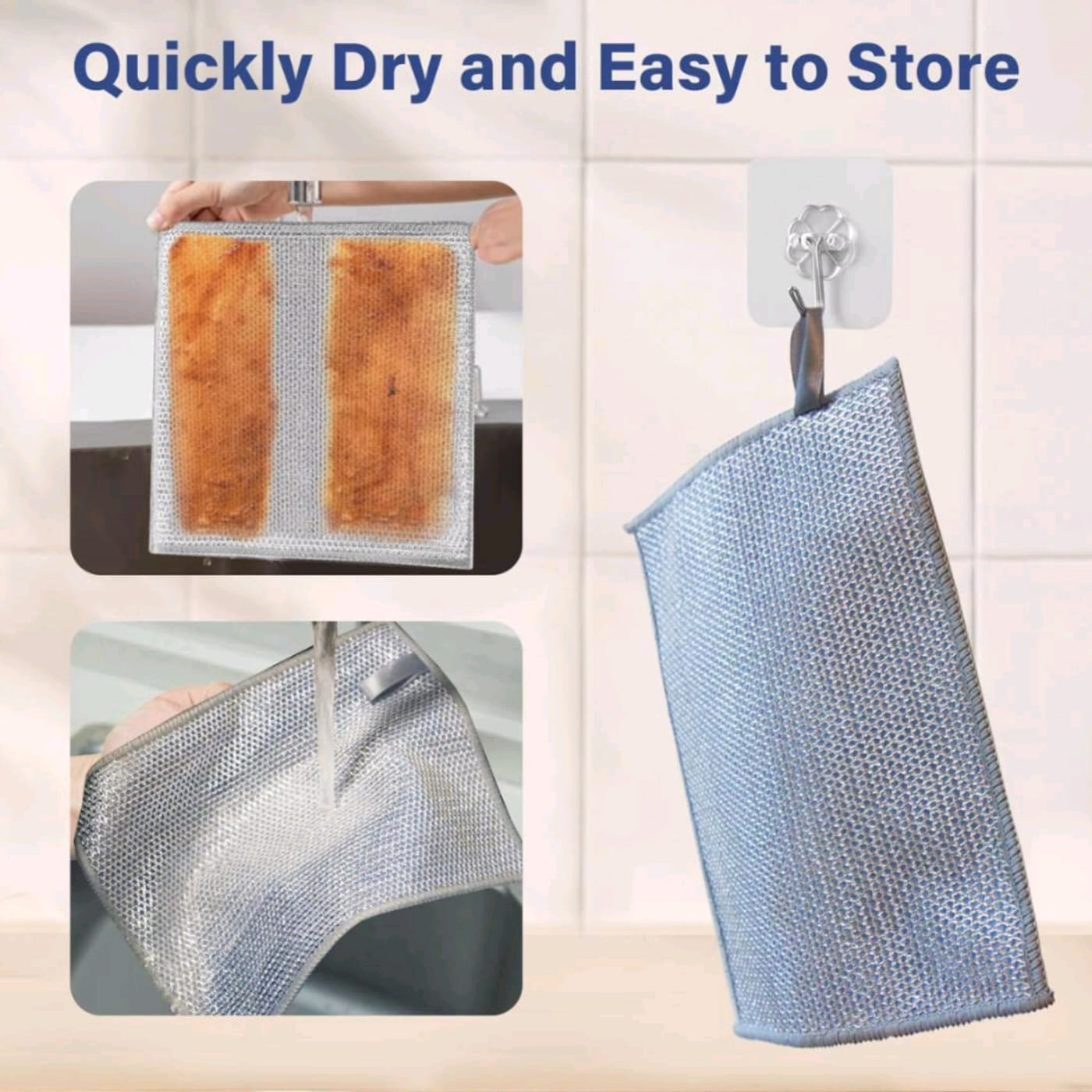 2 IN 1 CLEANING COLOR CLOTH STEEL WIRE/SCRUBER (1 PC) (YS+X133)