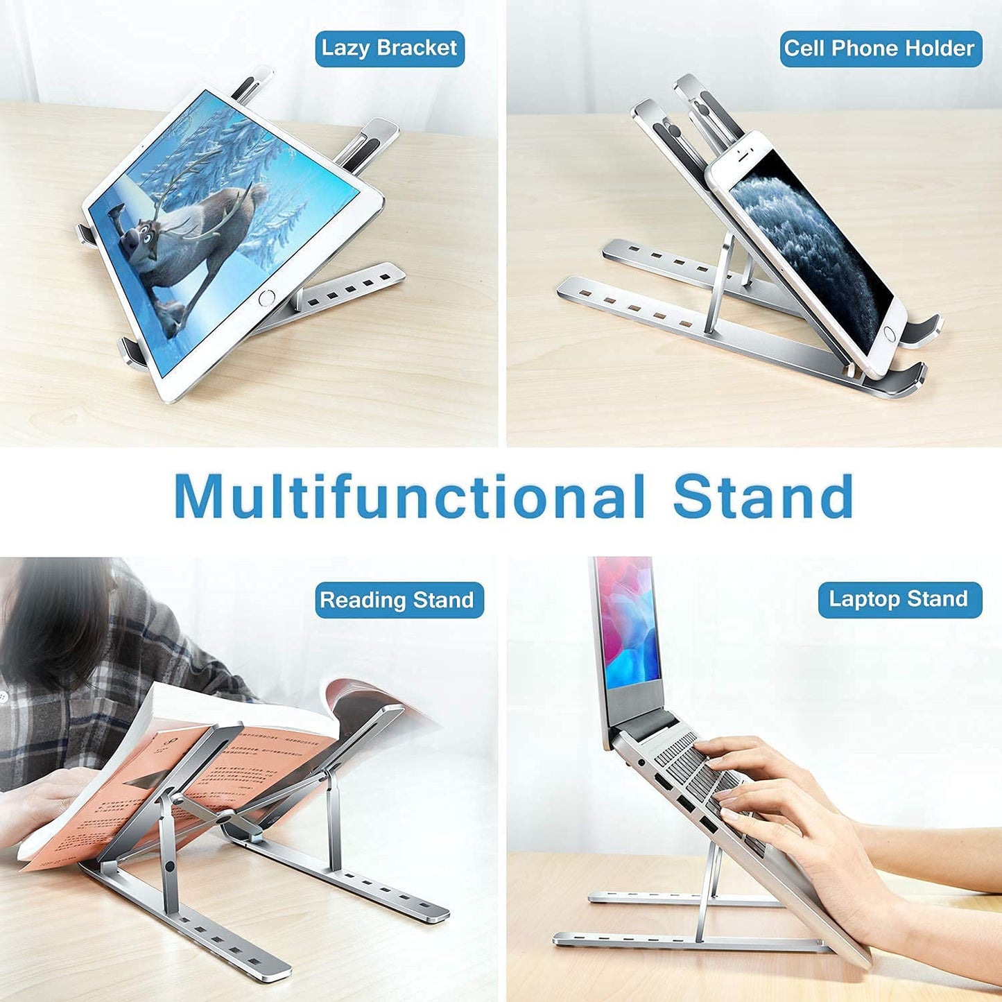 Laptop Stand for Desk | Metal Portable Laptop Stand, with 6 Adjustable Angles | Laptop Riser, Phone, and Tablet Stand | Compatible for All Laptop (X554)