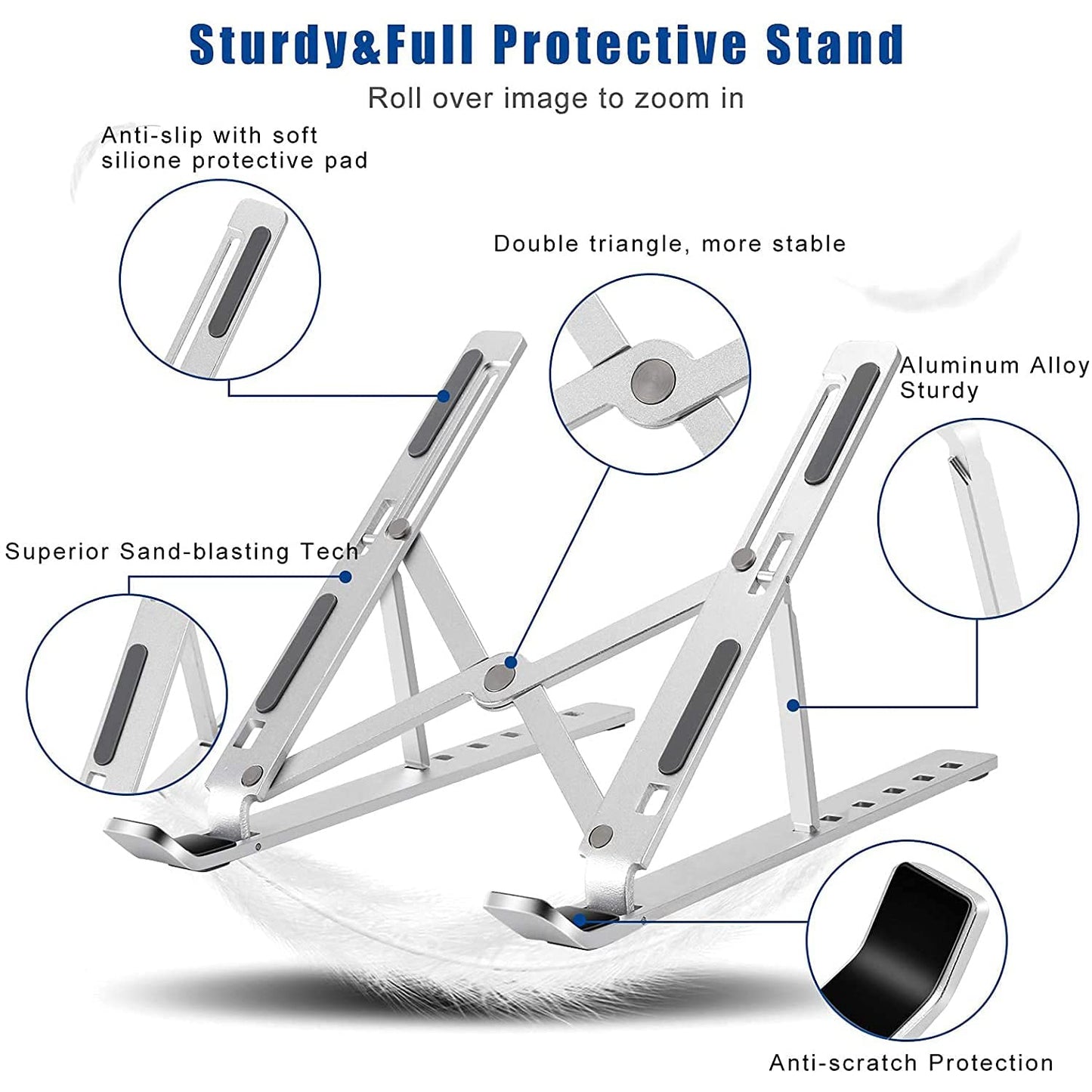 Laptop Stand for Desk | Metal Portable Laptop Stand, with 6 Adjustable Angles | Laptop Riser, Phone, and Tablet Stand | Compatible for All Laptop (X554)