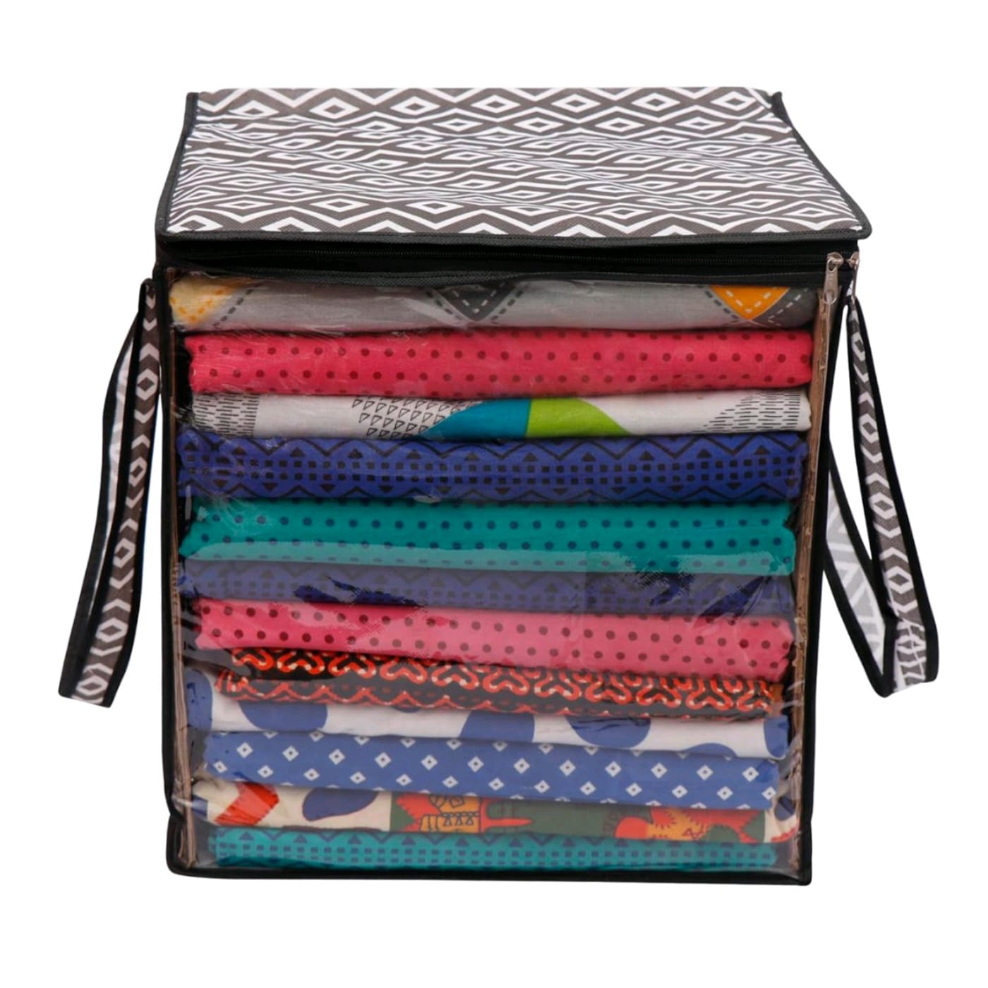 XL SAREE / CLOTH COVER WITH FULL FRONT WINDOW (40*38*33CMS) (RANDOM COL. & DESIGN) (1PC) (YS+X134)