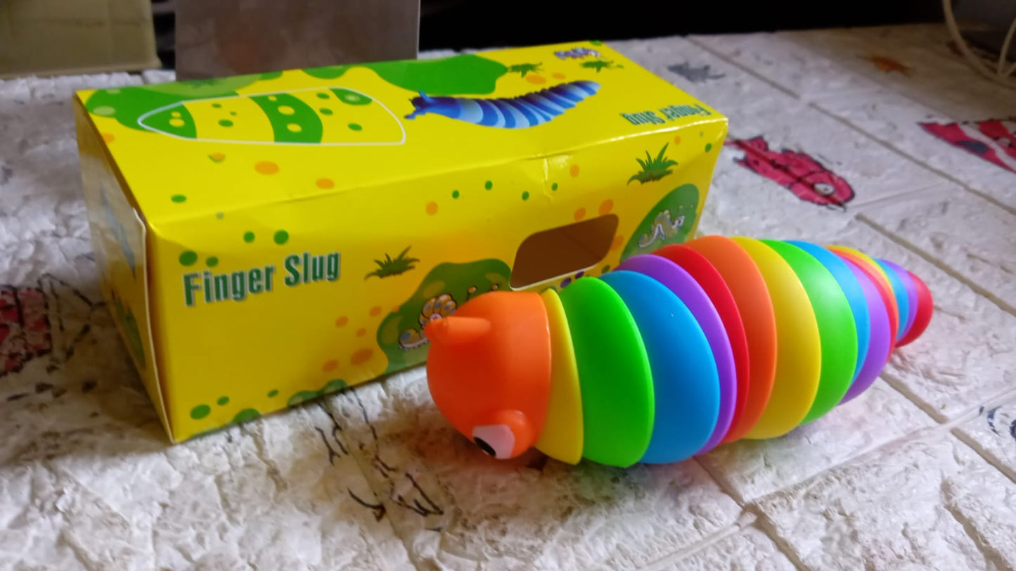 MKK-43-3D Rainbow Color Plastic Slug Fidget Toys, Stress Relieving Toy, Sensory Slug Toy for Boys and Girls, Finger slug Toy, for Autistic, Caterpillar Fidget Toys Stress Relief Gifts for Toddlers Kids Adults  (1 Pc)