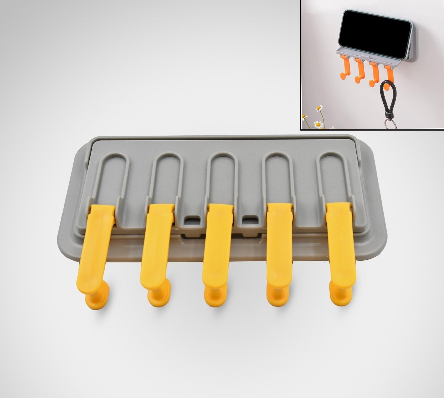 Foldable wall hook for towels and coats, with mobile stand