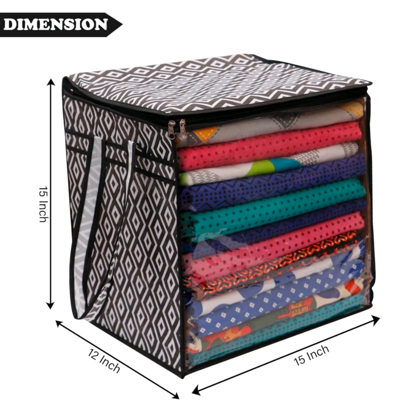 XL SAREE / CLOTH COVER WITH FULL FRONT WINDOW (40*38*33CMS) (RANDOM COL. & DESIGN) (1PC) (YS+X134)