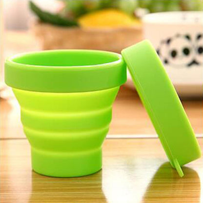 Round Silicone Foldable Glass  Cup Foldable Travel Mug With Lid (1 Pc) (X951)