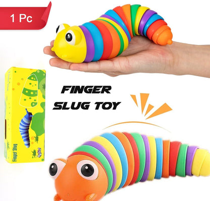 MKK-43-3D Rainbow Color Plastic Slug Fidget Toys, Stress Relieving Toy, Sensory Slug Toy for Boys and Girls, Finger slug Toy, for Autistic, Caterpillar Fidget Toys Stress Relief Gifts for Toddlers Kids Adults  (1 Pc)