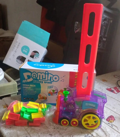 Play Game Transparent Funny Train Engine with Blocks Set 60 Blocks Toy with Music and Lights Automatic Blocks Toy Train Set for Kids ( Batteries not included) (X2119)