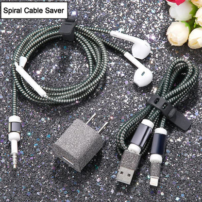 Metallic Finish Cable Spiral Protectorwire Repairpet Cord Protectorheadphone Saver Cable Wrapcover For Mac Charging Cable (X920)