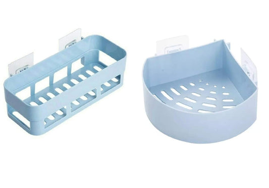 MULTIPURPOSE WALL MOUNTED RACK FOR FLAT N CORNER WALL COMBO ( 2PC SET) (RANDOM COL.) (X370)