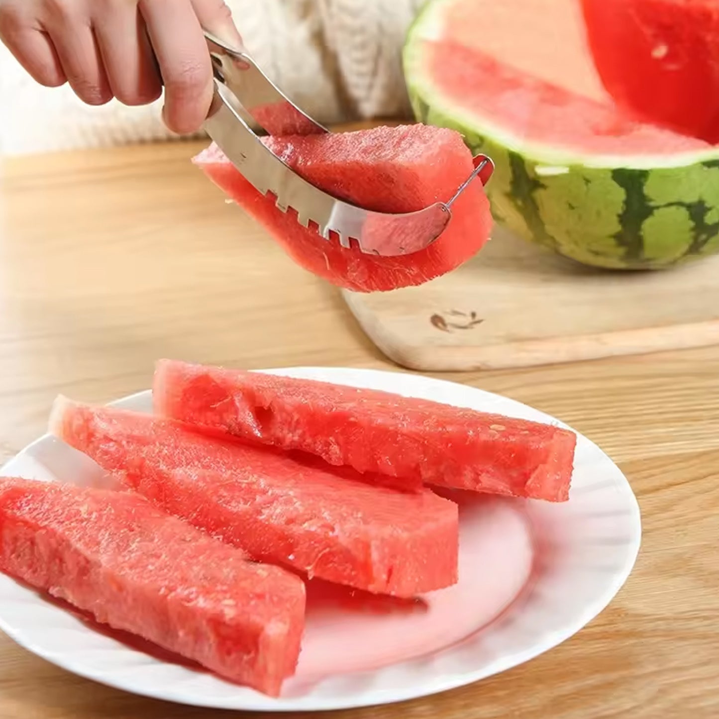Watermelon Cantaloupe Slicer Stainless Steel Knife Corer Fruit Vegetable (X273)