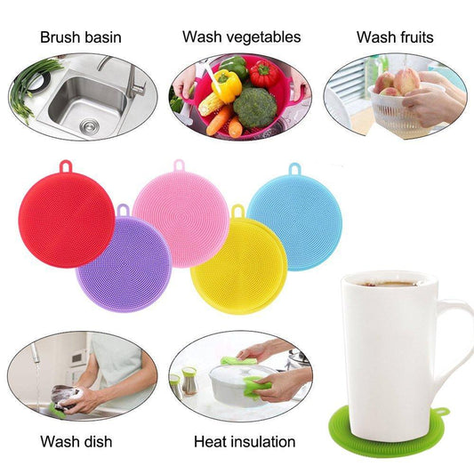 Silicone Dish Scrubber Sponge Mildew Free Non Stick Heat Resistant (X881).
