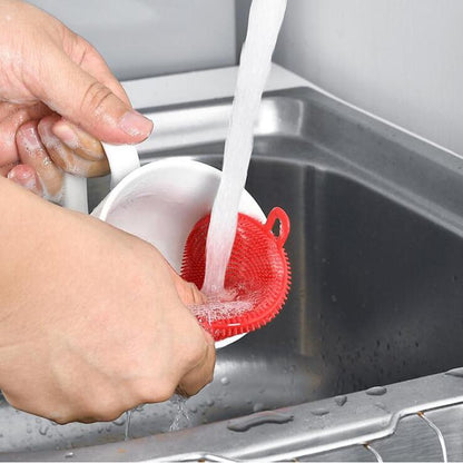 Silicone Dish Scrubber Sponge Mildew Free Non Stick Heat Resistant (X881).
