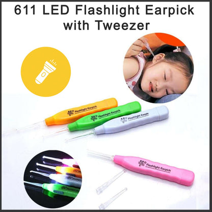 LED Flashlight Earpick with Tweezer (X1048)