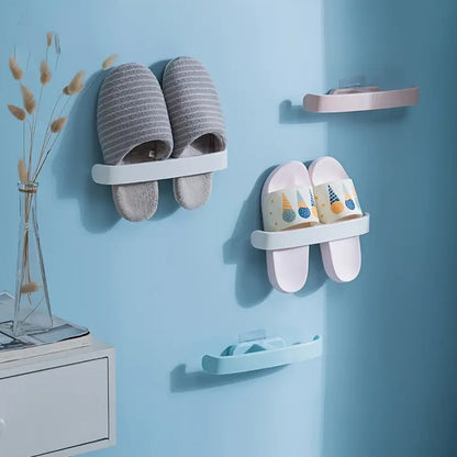 Bathroom Towel Slipper Hanging Rack Self Adhesive Wall Mounted (1 Pc) (X1021)