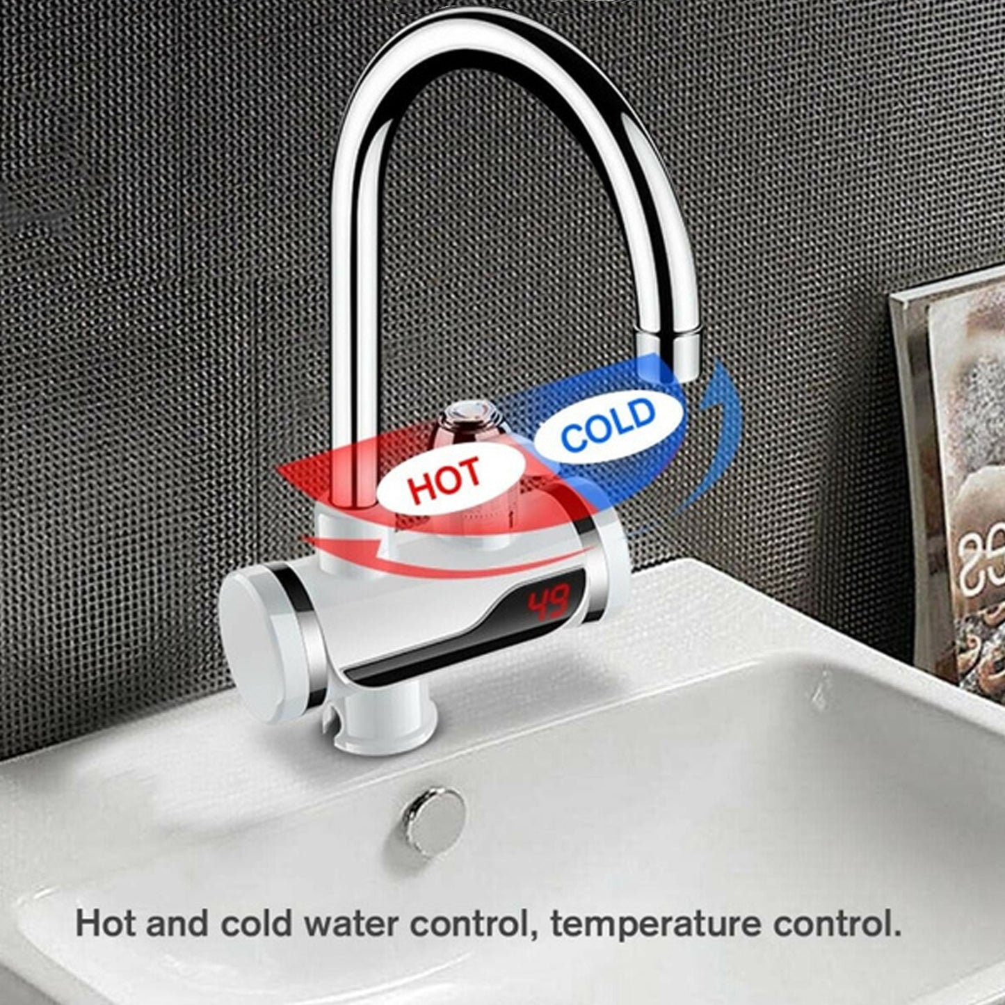 Stainless Steel Led Digital Display Instant Heating Electric Water Heater Faucet Tap (X351)