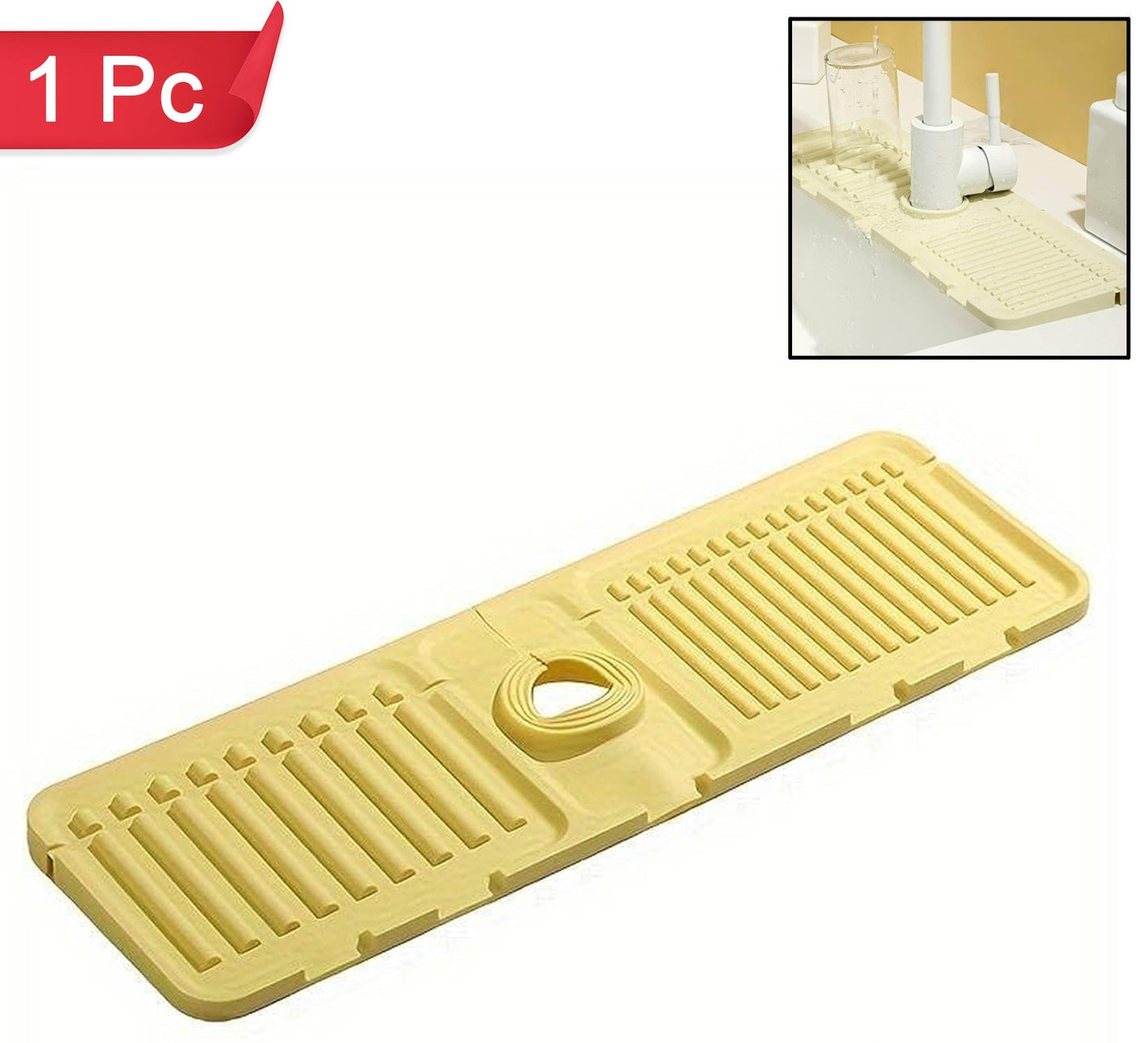 Silicone Sink Faucet Pad  Mat (1 Pc  33x12 Cm) (X836)