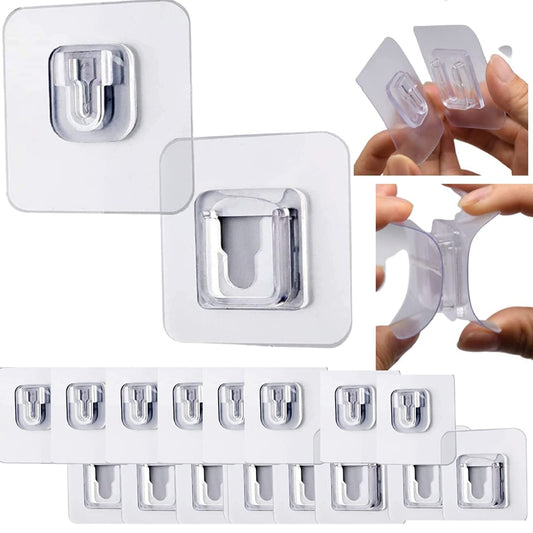 MULTIPURPOSE MALE FEMALE PAIR STICKER HANGING HOOK (PACK OF 10PAIRS) (X1053)