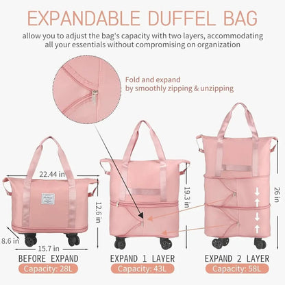 X3019 | Double Fold Trolley Travel Bag | Random Col. | 1pc |