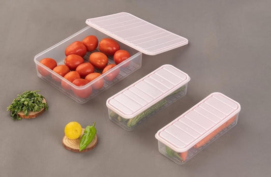 3 Pcs Food Storage Containers (1 x 2500 ML) (2 x 1200 ML)