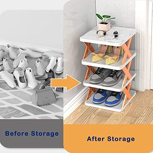 4 Layer Shoes Stand Shoe Tower Rack Suit For Small Spaces Closet Small Entryway  (X272)