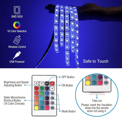 3m Rgb Led Strip Lights Led Mood Lights (1 Set) (X321)