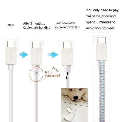 Metallic Finish Cable Spiral Protectorwire Repairpet Cord Protectorheadphone Saver Cable Wrapcover For Mac Charging Cable (X920)