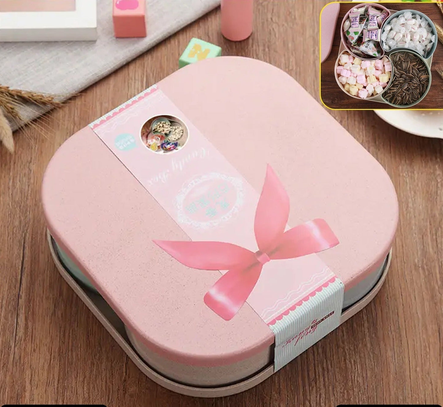 pink colored lunch box