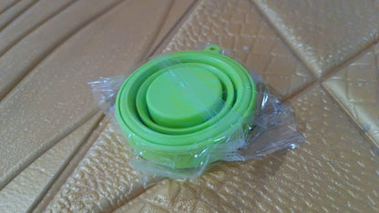 Round Silicone Foldable Glass  Cup Foldable Travel Mug With Lid (1 Pc) (X951)