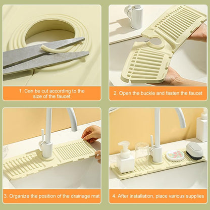 Silicone Sink Faucet Pad  Mat (1 Pc  33x12 Cm) (X836)