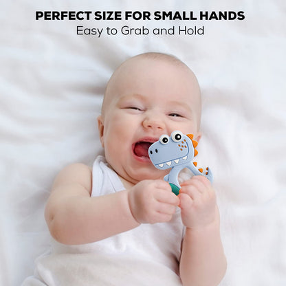 Silicone Dinosaur Teether For Baby (1 Pc  Mix Design  Color) (X1005)