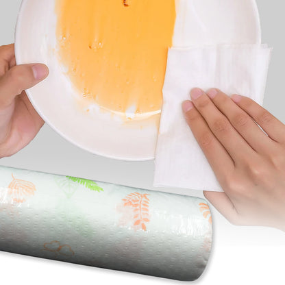 Non Woven Reusable And Washable Kitchen Printed Tissue Roll Non-stick Oil Absorbing Paper Roll Kitchen Special Paper Towel Wipe Paper Dish Cloth Cleaning Cloth 40 Sheets  Pulls