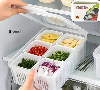Fridge Storage Boxes Freezer Storage Containers, Container for Kitchen Storage Set, Storage in Kitchen, Vegetable Storage, Draining Crisper Refrigerator Food Box (1 Pc)
