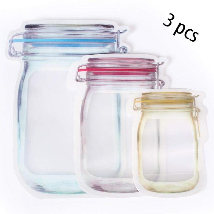 3PC SET TRANSPARENT JAR SHAPED STAND - UP POUCH WITH ZIPPER (C9-1/5-X186)