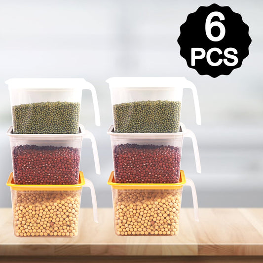 Air Tight Unbreakable Big Size 1100 Ml Square Shape Kitchen Storage Container (Set Of 6) (X307)