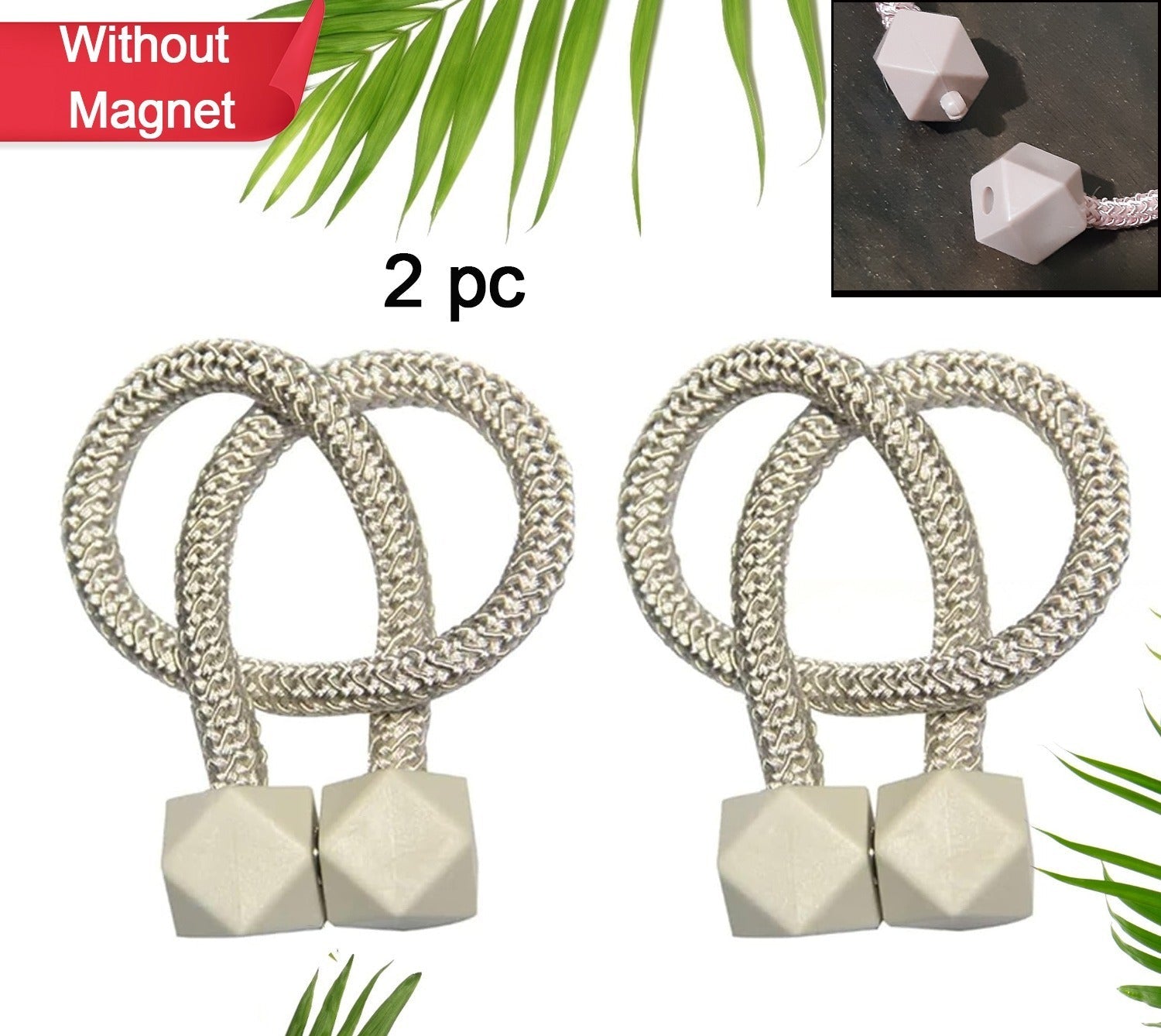 Pearl design curtain tiebacks, non-magnetic
