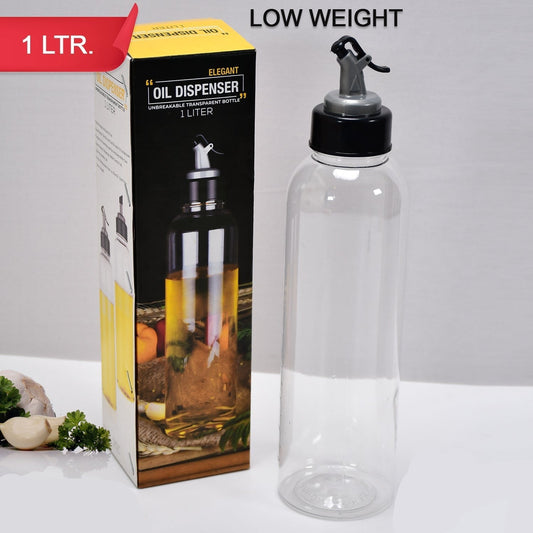 Clear oil dispenser with lid and controlled spout