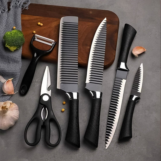 Stainless Steel Knife Set With Chef Peeler And Scissor (6 Pieces) (X340)