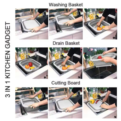 MKK-6- Collapsible Cutting Board With Dish Tub Basket