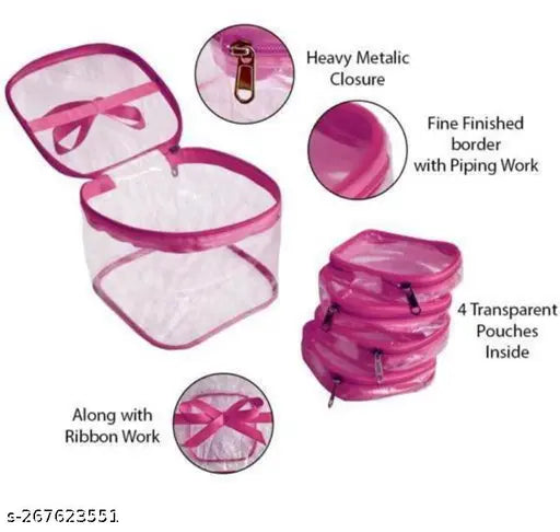 Transparent Makeup Box Jewellery PINK MAKEUP, JEWELRY Vanity Box (X1083)